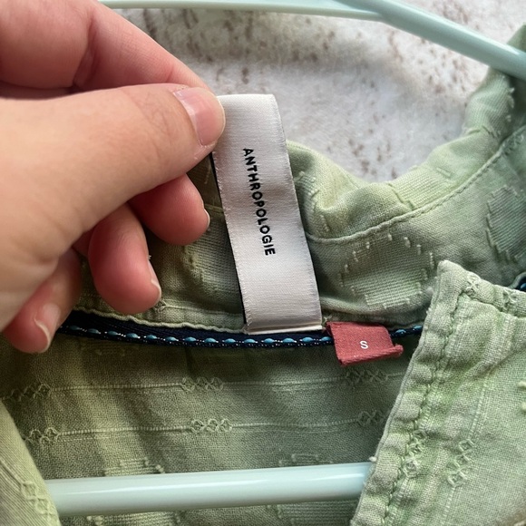 Pilcro Anthropologie The Cammie Surf Blouse in Green Size Small - Picture 9 of 11